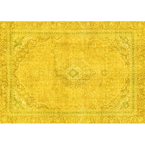 Ahgly Company Indoor Rectangle Abstract Yellow Modern Area Rugs, 8' x 10'