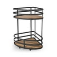 thumbnail image 1 of Estante Esquinero Para Baño Organizador Acento de Almacenamiento De Baño 2 Niveles Mueble Para Baño Metalico Negro Mate con Madera Acacia, 1 of 10