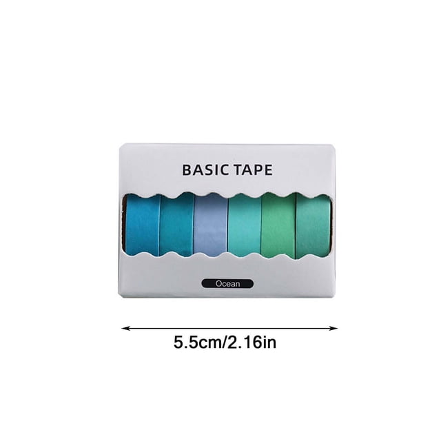 Pegatinas para Cuadernos 6 Color Sólido Japonés Conjunto de Cinta de Papel, 300x0.9cm Pegatina de Decoración de Nota No Repetitiva