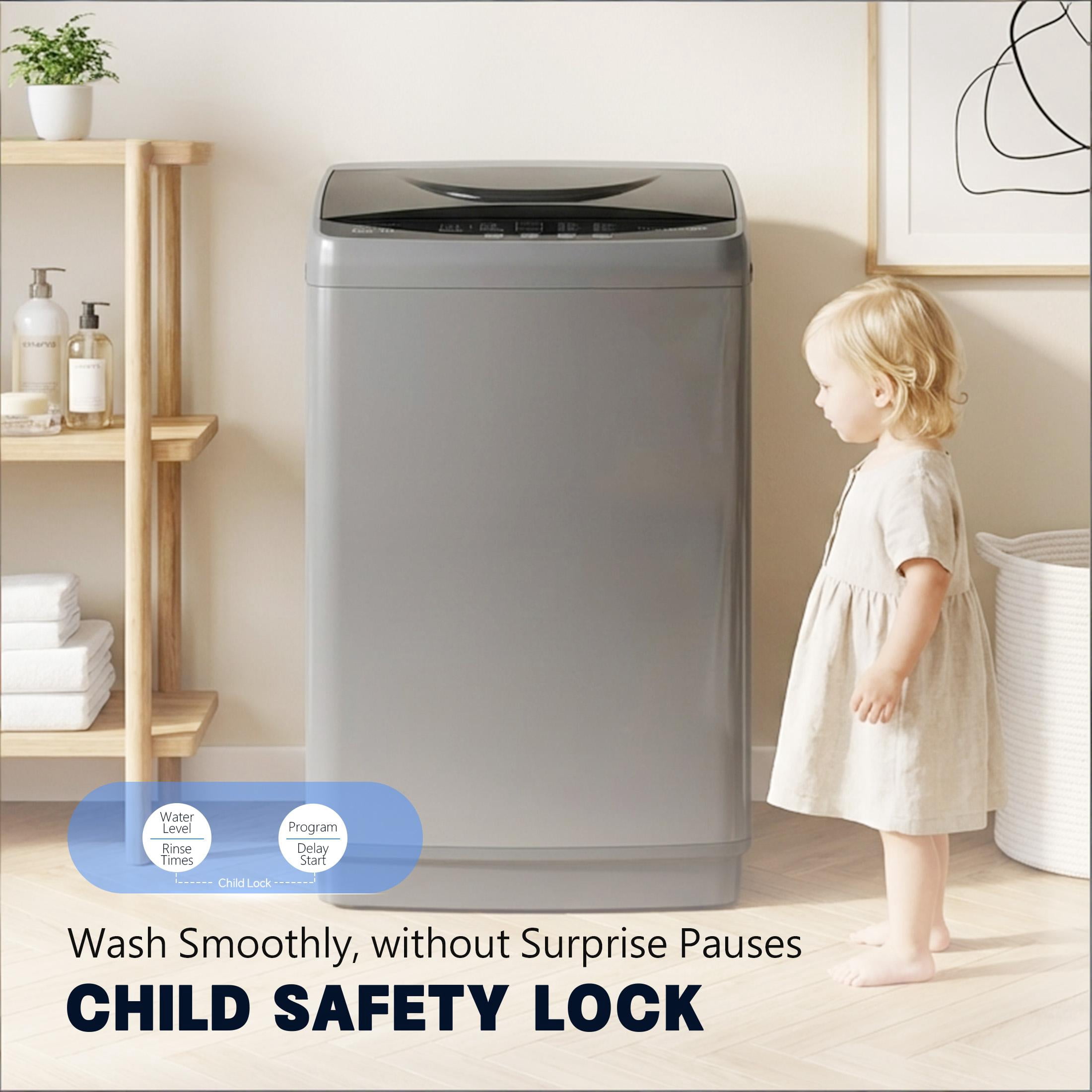 edx Compact Washer, 7.7 LBS Fully Automatic Washing Machine with 10 Wash Cycles, Mini Washer for Homes, Apartments & Dorm Rooms, Gray