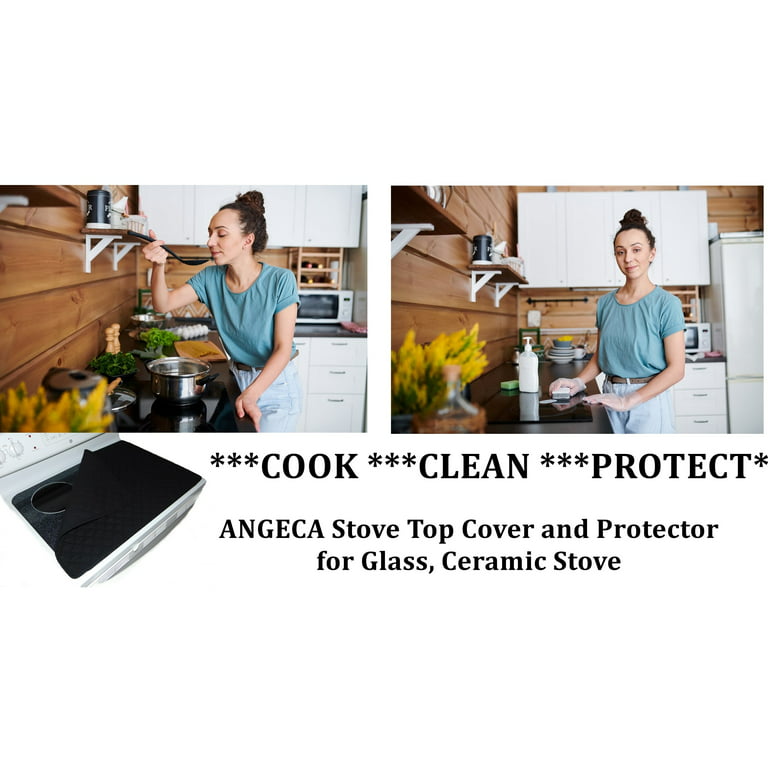 ANGECA Stove Top Cover and Protector for Glass, Ceramic Stove - Quilted  Material 100% Cotton - Protects Electric Stove - Glass Cooktop - Washer  Dryer Top (Burgundy) 