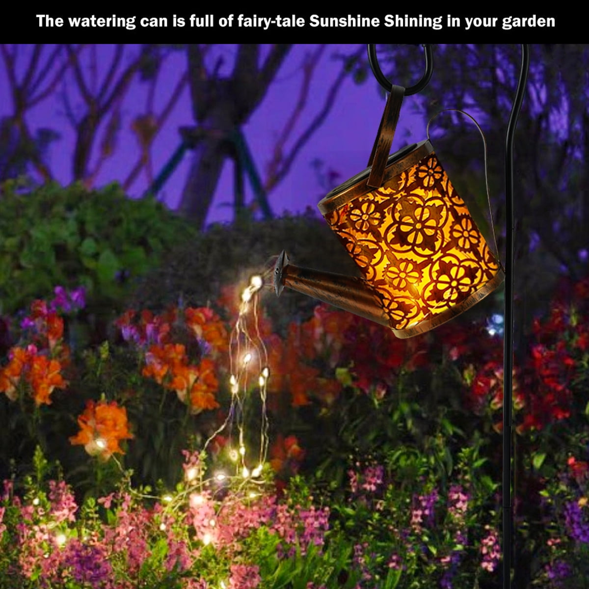 Solar Powered LED Watering Can Lights, Outdoor Waterproof Star Shower Garden  String Lights, Shower L