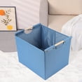 thumbnail image 5 of Unique Bargains Fabric Storage Bin with Wooden Handles Blue 15*12.8*12.8, 5 of 6