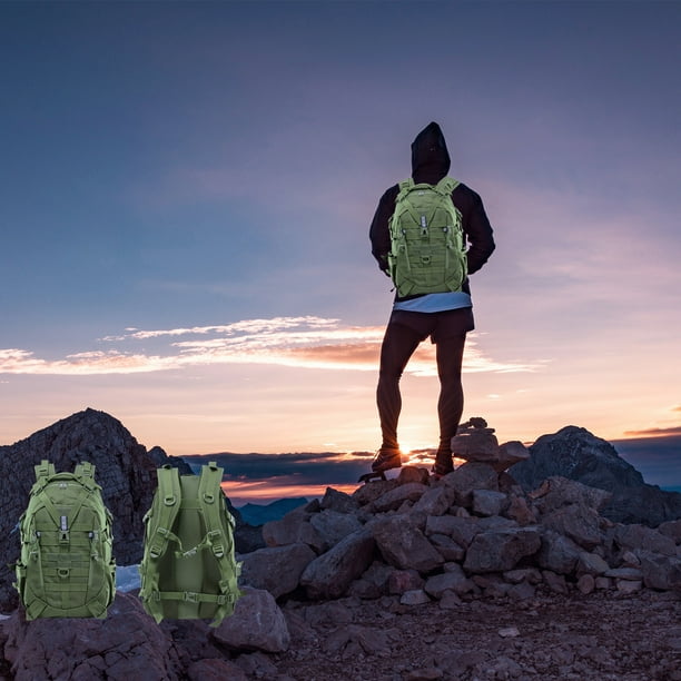 Mochila militar táctica de alta capacidad, bolsa de hombro doble con cinturón de cadera, resistente al agua, mochila para senderismo y escalada al aire libre, mochila militar de camuflaje, color verde