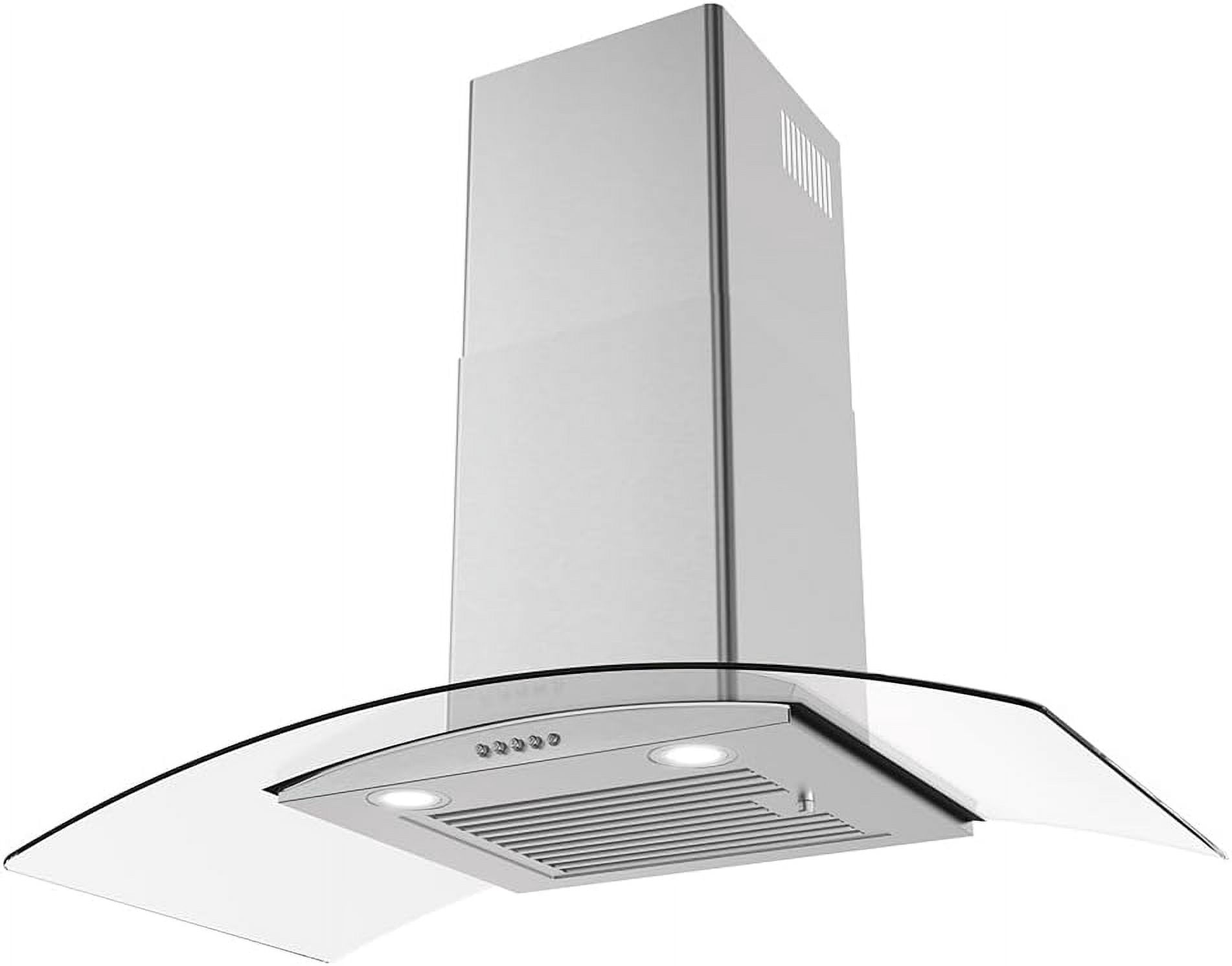 Streamline 36 in. Largo Ductless Wall Mount Range Hood in Brushed Stainless Steel with Baffle Filters, Push Button Control, LED Lights