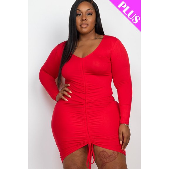 Plus Size Drawstring Ruched Front