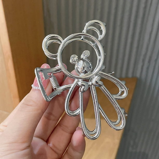 Pinzas para el cabello para mujeres, pinzas para peinar, pinzas para el cabello para niñas, pinza hueca de metal con forma de oso, pinza femenina sencilla y elegante, suero adelgazante para el cabello