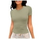 thumbnail image 1 of Camiseta de manga corta ajustada y moderna para mujer: corte ajustado y sexy, versátil con vaqueros/pantalones cortos, tejido suave para el verano, talla real, lavado en frío., 1 of 5