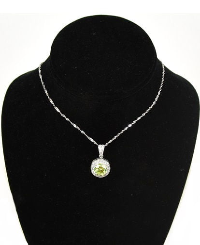 Lot of 40 Pieces of Women's Sterling Silver Peridot August CZ  Necklace