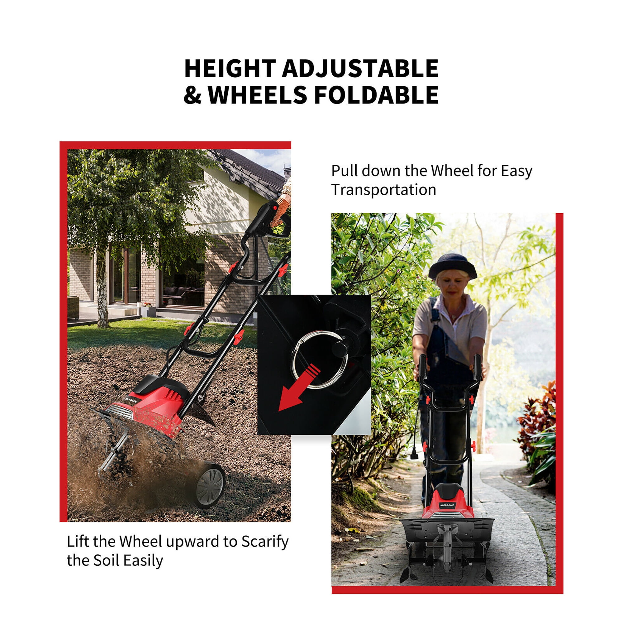 Costway 17-Inch 13.5 Amp Corded Electric Tiller and Cultivator 9'' Tilling Depth Red