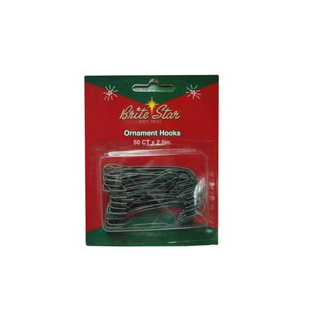 50ct Green Metal Christmas Ornament Hooks 2.5