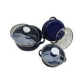 thumbnail image 3 of relayinert 3Pcs Enamel Mini Pot Set Universal Portable Enamel Cookware Set Cooking Home light blue dark blue, 3 of 6