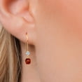 thumbnail image 3 of Gem Stone King 14K Yellow Gold Red Garnet and Lab Grown Diamond Earrings for Women | 1.13 Cttw | Gemstone January Birthstone | Round 4.5MM, 3 of 6