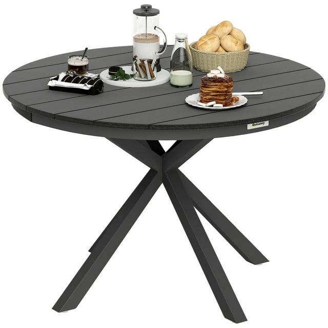 Outsunny 46.5" Outdoor Dining Table, Patio Dining Table, Black