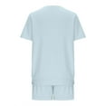 thumbnail image 5 of qolati Two Piece Sets for Women Summer Casual Short Sleeve Crewneck Sweatshirts and Workout Shorts 2 Piece Tracksuits Loose Fit Basic Lounge Matching Sets with Pockets, 5 of 6
