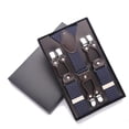 thumbnail image 1 of Bretelles pour Hommes avec 6 Clips Solides en Forme de Y, Grand Costume de Smoking en Cuir, 1 of 9