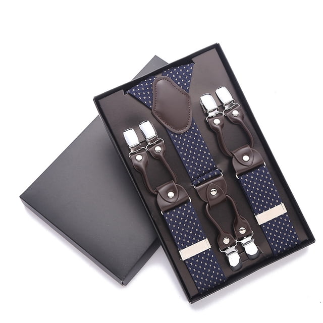 Bretelles pour Hommes avec 6 Clips Solides en Forme de Y, Grand Costume de Smoking en Cuir