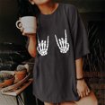 thumbnail image 4 of Tops de Mujer Camisas Casuales Blusas Dark Gothic Skull Gesture Características Manga Corta Estampado Retro Manga Corta Suelta Odeerbi ODB153801, 4 of 9