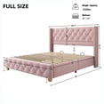 thumbnail image 2 of Pink Velvet Wingback Platform Bed - Full Size with Gold Nailhead Trim, 2 of 8