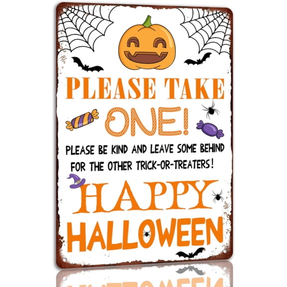 Please Take One Halloween Metal Tin Sign Vintage Gothic Spooky Wall Decor for Cafe Bar Kitchen 8x12 Inches