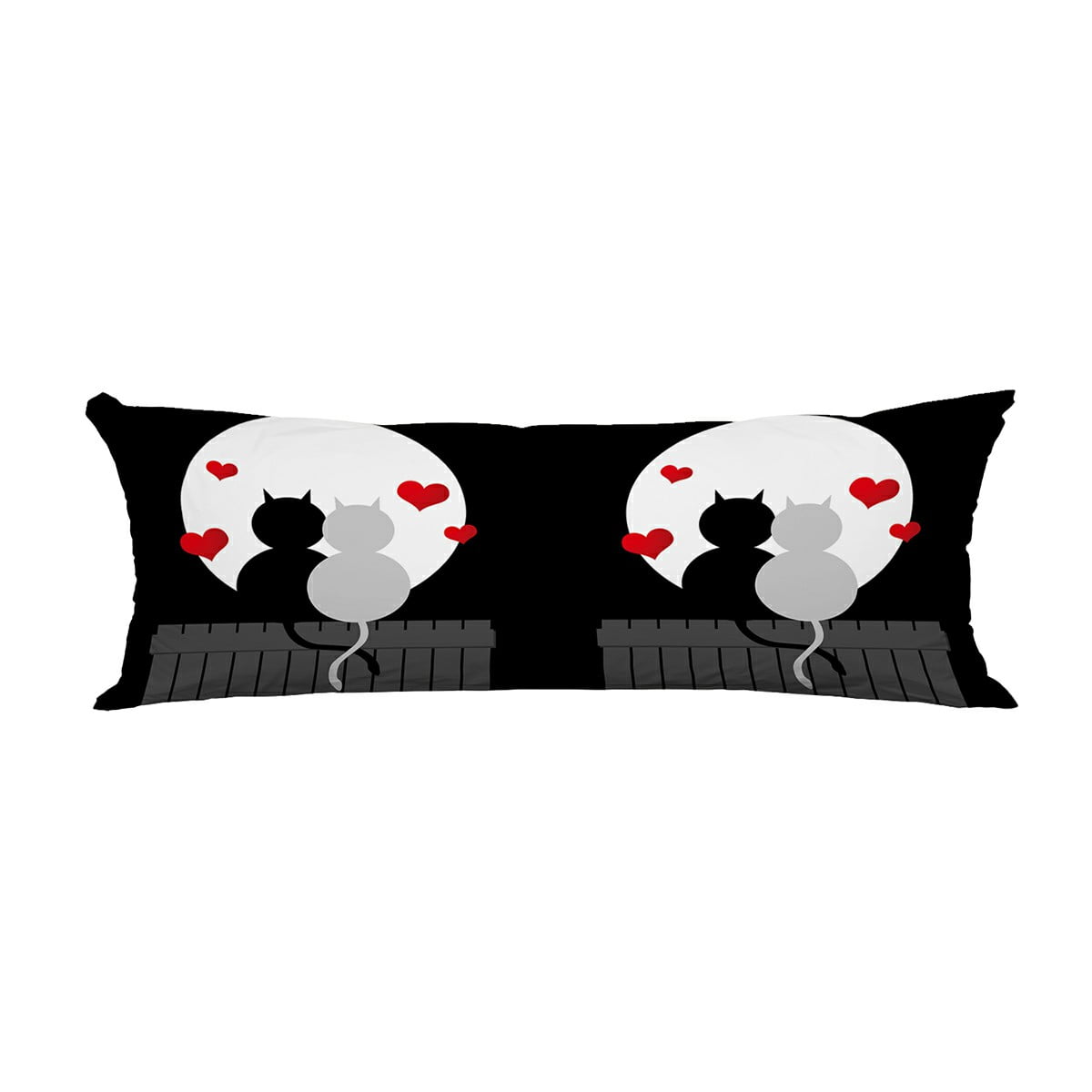 ABPHQTO Couple Cats Moonlight Valentines Day Body Pillow Covers Pillow
