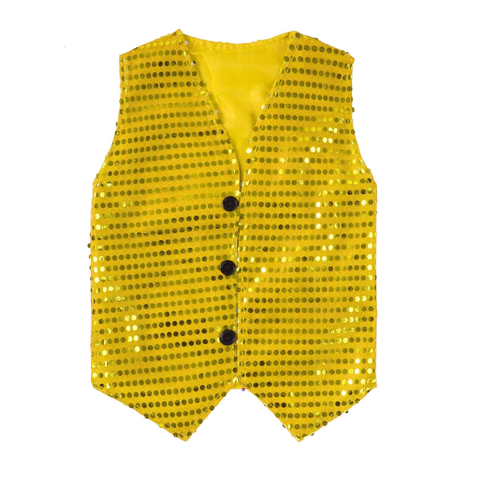 Boys Sequin Vest Sequin Sparkle Sleeveless Button Jacket Girls 