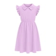 thumbnail image 3 of Atogsazn Kids Girls Summer Dress Childrens Casual Button Ruffle Sleeveless Dresses Midi Sundress Outfit Pink 5-6Years Fashion, 3 of 4