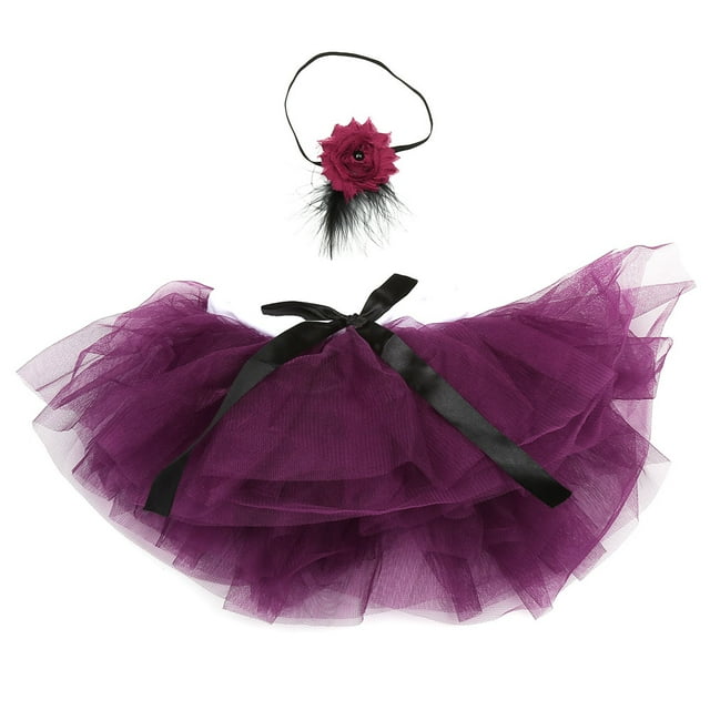 Bebé recién nacido Pettiskirt gasa burbuja falda/diadema conjunto accesorios de fotografía (púrpura)