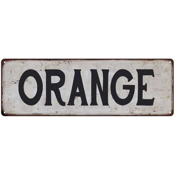 ORANGE Vintage Look Rustic Metal 6x18 Sign City State 206180041067