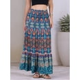 thumbnail image 3 of DARING DIVA Women's Boho Floral Smocked High Waist A Line Maxi Skirts S Blue, 3 of 6