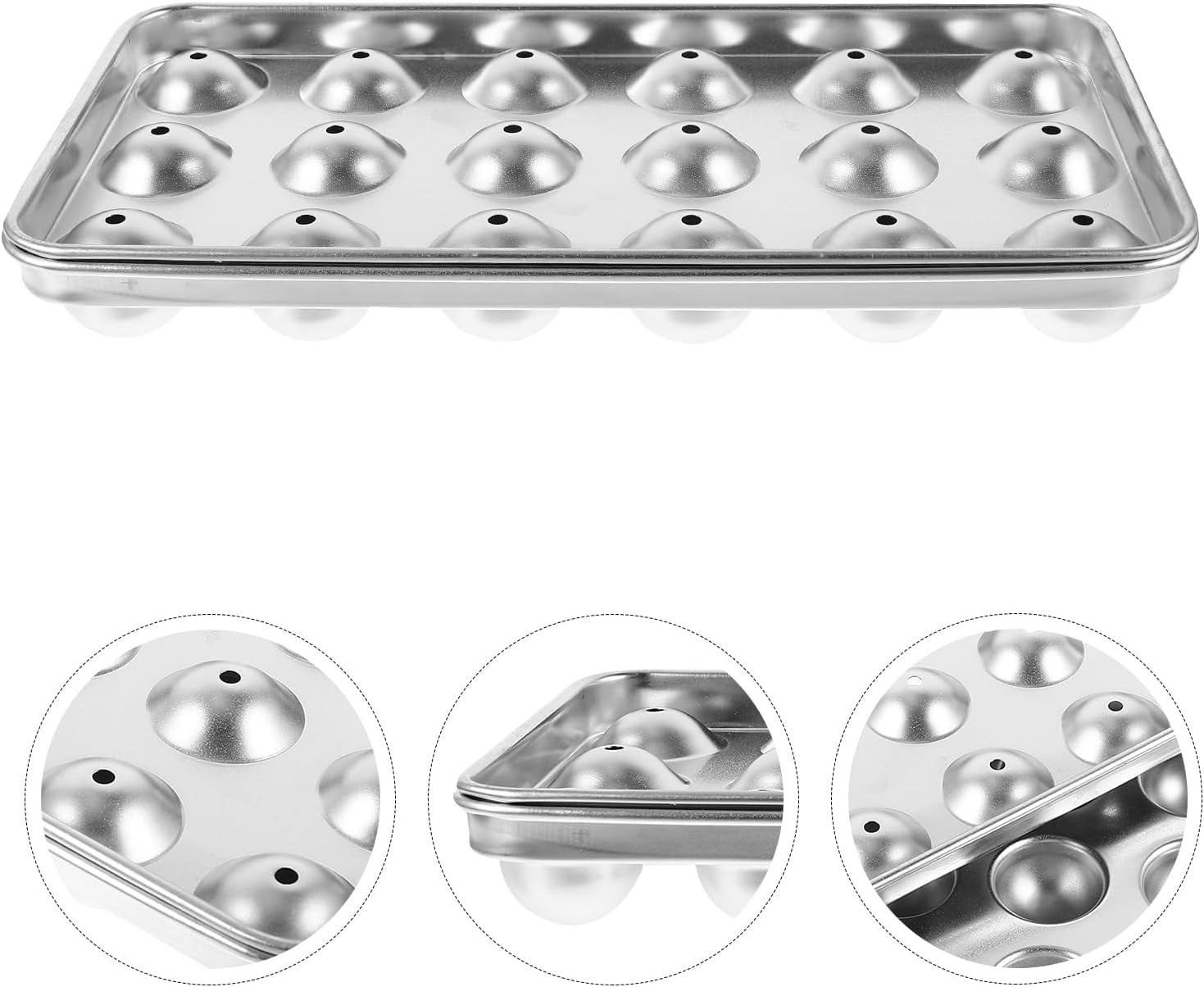 ABPETE Stainless Steel Round Ice Cube Tray With Lid - Easy Release Mold for Ice Balls - Freezer Tray for Drinks, Soda, Whiskey, Cocktails