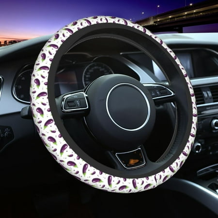 Elastic Steering Wheel Cover Eggplant polka dots Stretch Thickening Car Steering Wheel Cover Women Men Steering Wheel Protector Universal 15 in
