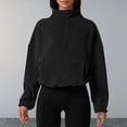thumbnail image 2 of NMMUED Half Zip Pullover Women Cropped Sweatshirt Mock Neck Sweatshirt Warm Sweatshirts for Women Soft Sweatshirts for Women Oversized Mock Neck Sweatshirt Womens Tops Casual Black L, 2 of 5