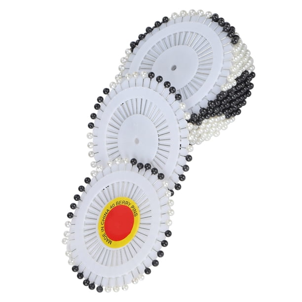 480 Uds. Alfileres con cabeza de perla, agujas de acolchar rectas de Metal para costura, bordado, blanco y negro