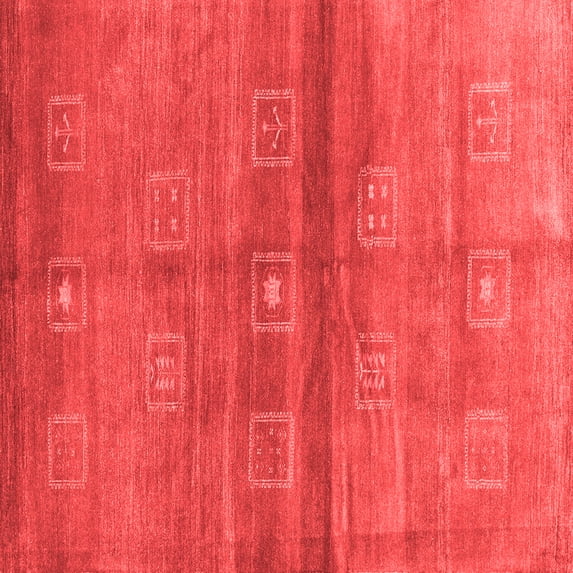 Ahgly Company Indoor Square Abstract Red Contemporary Area Rugs, 3' Square