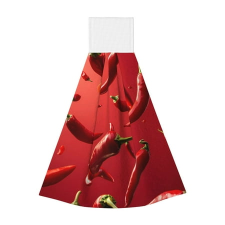 

Disketp Floating Red Chili Peppers Hanging Kitchen Towel Tie Towels Tea Bar Dish Cloths Dry Towel for Laundry Room Decor (18*14in)