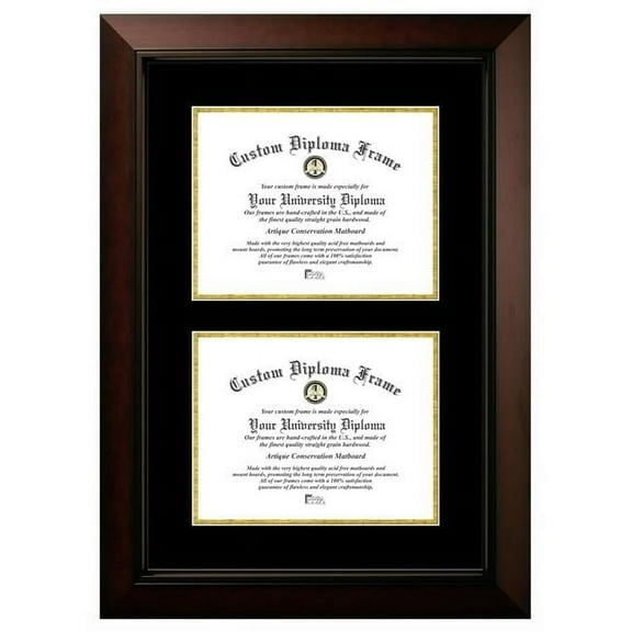 Campus Images LEGBG001DD-1114 11 x 14 in. Double Degree Legacy Black Certificate Frame with Black & Gold Mats