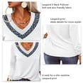 thumbnail image 4 of Jersey con cuello en V de leopardo, camiseta holgada informal de manga larga, túnica suave de moda para mujer, 4 of 5