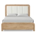 thumbnail image 2 of Furniture of America Riven Queen Upholstered Arched Headboard Solid Wood Panel Bed, Natural, 2 of 13