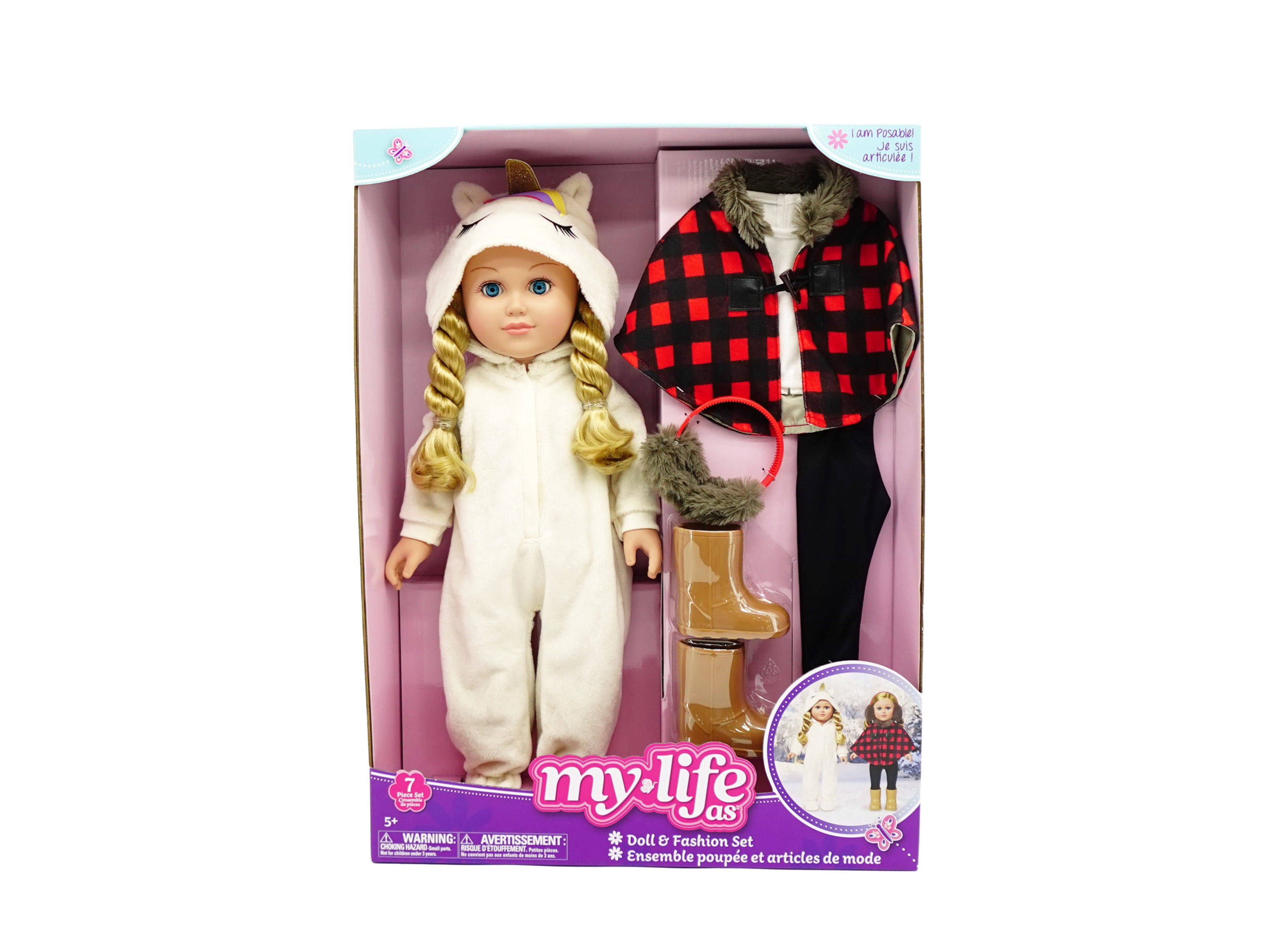 My Life As – Ensemble licorne douillet et style chalet pour poupées de 18 pouces, Cheveux Blonds Mi-Clairs, Yeux Bleus