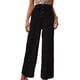 thumbnail image 3 of Pantalones de piernas anchas para mujer, pantalones de color sólido con botones en la parte delantera, informales, holgados, para vacaciones, citas, trabajo, vida diaria, negro S, 3 of 6