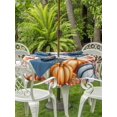 thumbnail image 2 of Outdoor Tablecloth with Umbrella Hole and Zipper, Orange Blue Pumpkins Fall Round Table Cloth 54 Inch Waterproof Tablecloth, Thanksgiving Fallen Leaves Picnic Table Cover for Patio Camping, 2 of 7