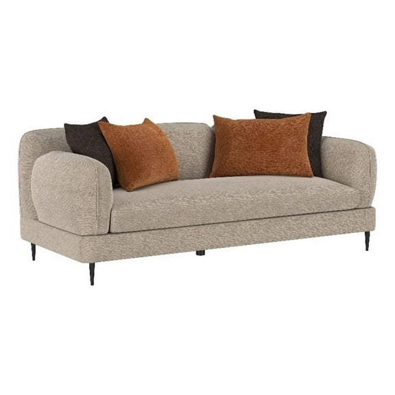 Jade Chenille Upholstered Sculpted Track Arm Sofa Latte