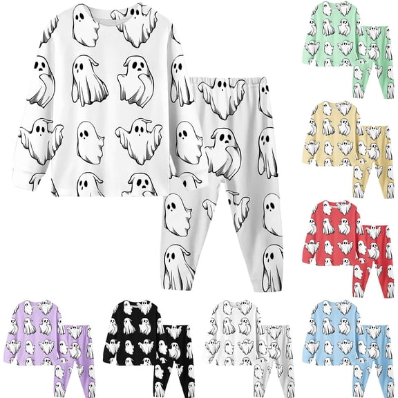 Halloween Outfits for Girls 12-14,Kids Halloween Pajama Set Soft Printed Sleepwear for Girls And Boys Comfortable Outfit Daily Wear Ages 2 9