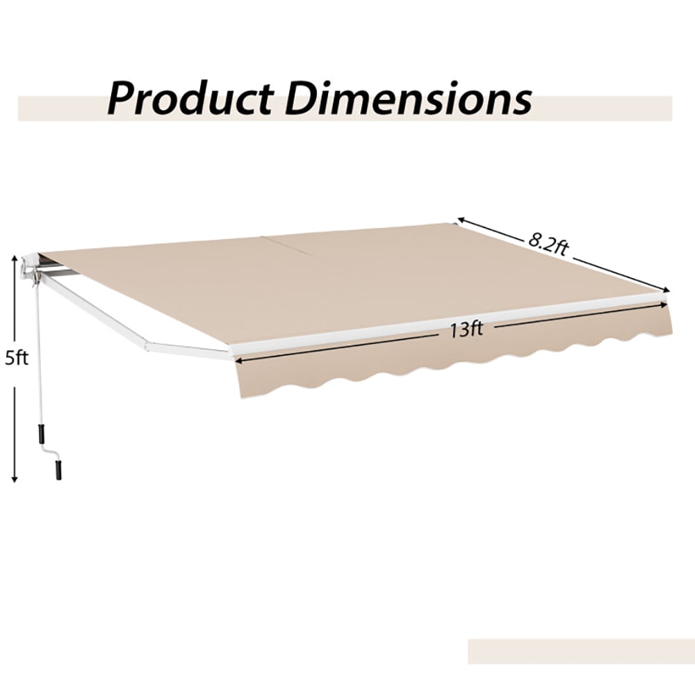 Aimee Lii 13 × 8 Feet Retractable Patio Awning Aluminum Deck Sunshade, Awnings for Decks, Beige