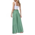 thumbnail image 3 of VISgogo Pantalones de Pierna Ancha para Mujer, Casual Sueltos Color Sólido Fruncido Cintura Vendaje Cintura Elástica Pantalones Femeninos VISgogo moda, 3 of 5