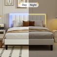thumbnail image 2 of 4 Ever Full-Size Bedframe with LED Light Headboard, Sturdy Slats, White, 2 of 7