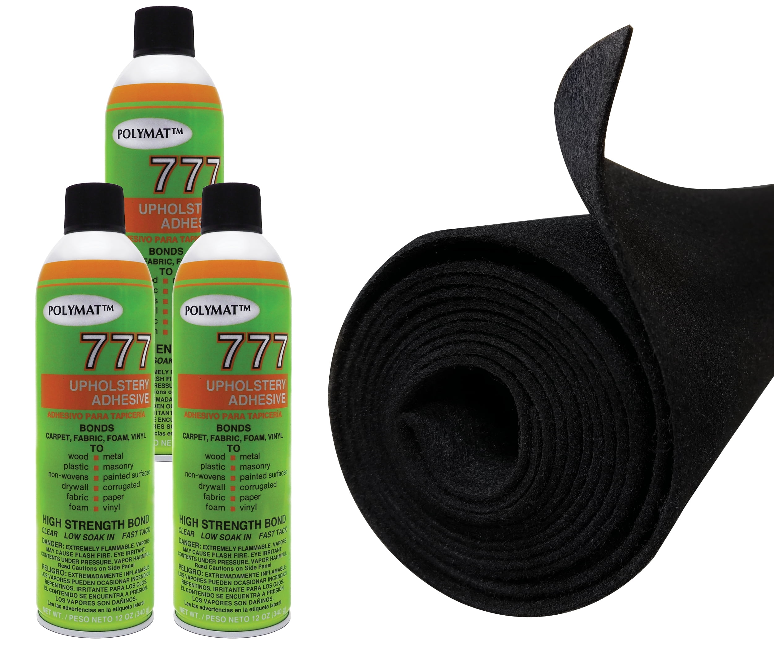 16FT x 3.75FT Black + 3 777 Spray Glue for Overland RV Camper Walls