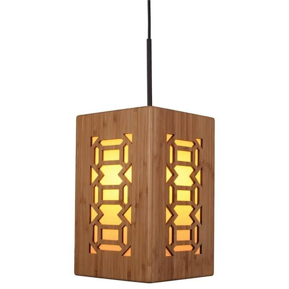 Woodbridge Lighting Light House Triune Medium Bamboo Pendant in Bronze/Natural