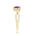 thumbnail image 4 of Rosec Jewels Heart Shape Amethyst Solitaire Crossover Ring with Diamond (6 mm), 18K Yellow Gold, US 7.50, 4 of 9
